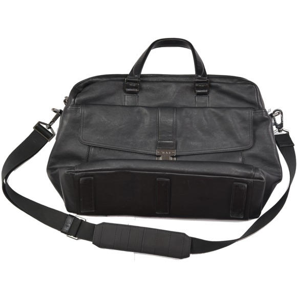 tumi black leather briefcase